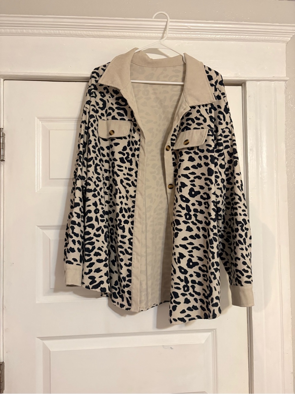 SHEIN Beige and Black Leopard Print Shacket